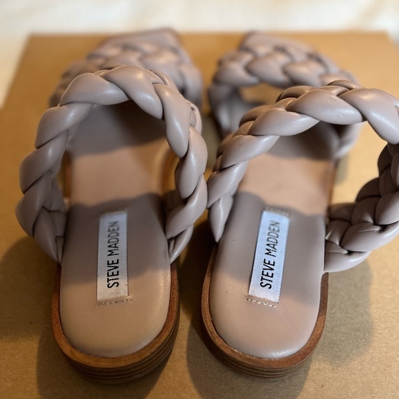 Steve Madden Taupe Spain Slide Braided Sandals Size 8.5 EUC Neutral Modern - Picture 5 of 11